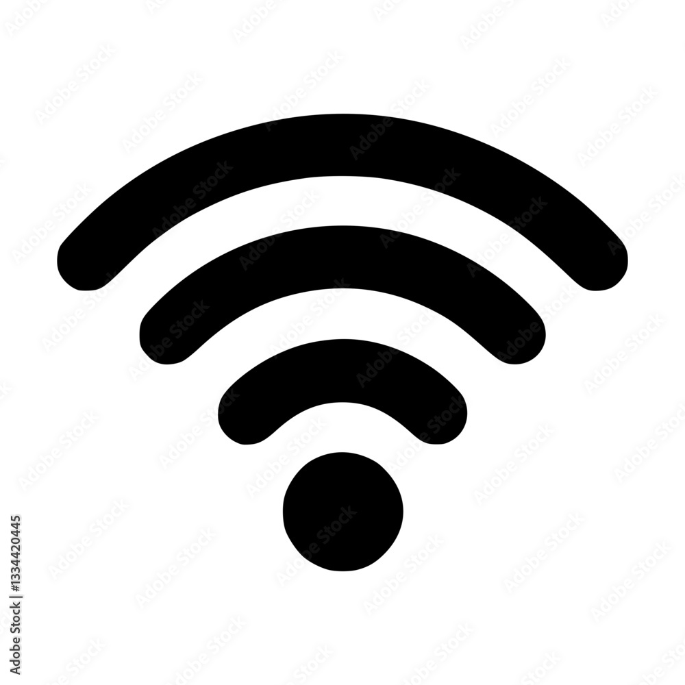 Black silhouette icon of a Wi-Fi symbol Black silhouette icon of a Wi-Fi symbol