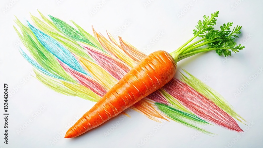 Colorful Carrot Doodle Line Art Illustration - Fresh Vegetable Design Element