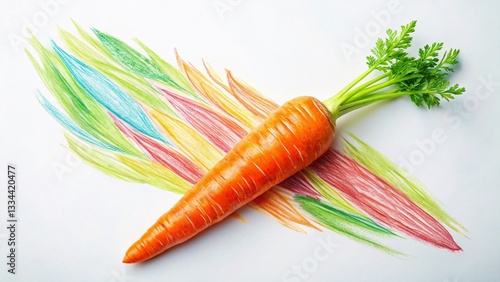 Obraz na płótnie Colorful Carrot Doodle Line Art Illustration - Fresh Vegetable Design Element w salonie