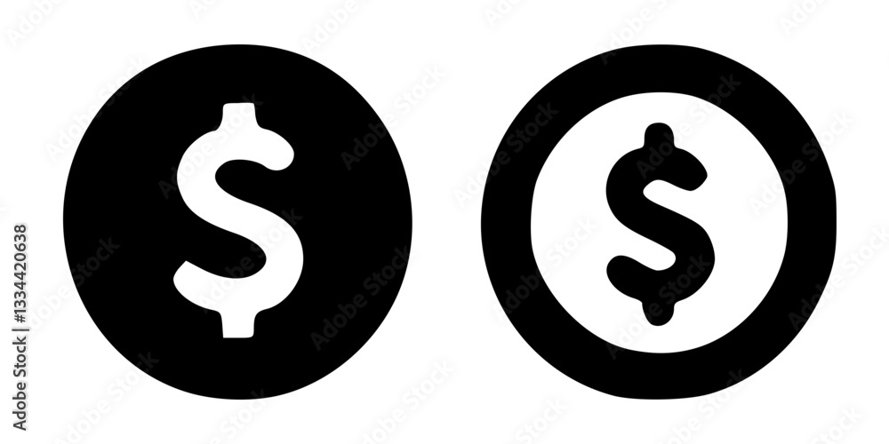 Black Dollar Sign Icons Representing Currency Black Dollar Sign Icons Representing Currency