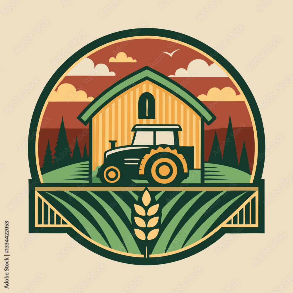 Obraz premium Organic farm Agriculture logo design, Agronomy plant icon