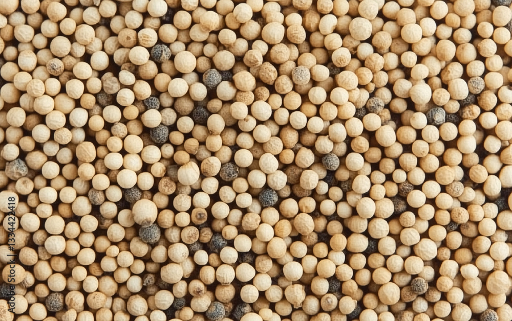 dried aromatic white peppercorns background top view dried aromatic white peppercorns background top view