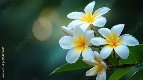 Beautiful white and yellow tropical flowers.