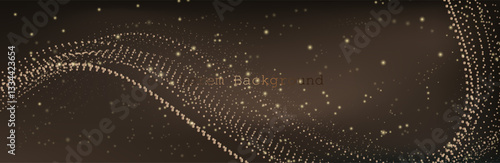 Abstract gold brown wave Geometrical Background Connection wave structure.  Connecting dots and lines.Big data visualization and Business.Premium background design with mocha mousse sound wave.Vector 