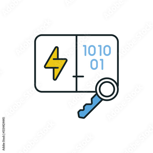 Key Generator Icon with Random Number Symbol.
