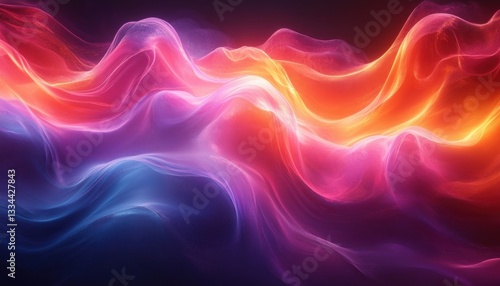 Wallpaper Mural Vibrant Abstract Gradient Artwork with Flowing Curves and Smooth Neon Waves in Blue Pink Yellow Torontodigital.ca