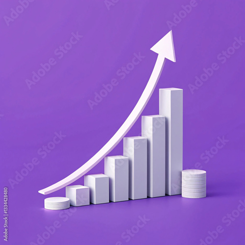 Free Download Growth and Progress Chart with Cylindrical Bars and Upward Arrow - GFXLoad