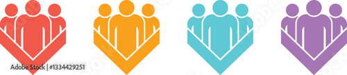 Vibrant Vision Logo: Teams United in Collaborative V-Shaped Success