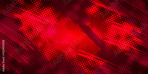 Red diagonal geometric shape with grunge halftone. Modern fiber textured vector Illustration