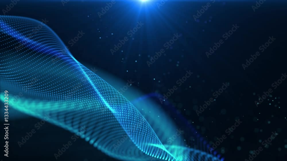 Blue smooth futuristic abstract waving shape evolving in a seamless loop. Elegant abstract technology composition. Blue smooth futuristic abstract waving shape evolving in a seamless loop. Elegant abstract technology composition.