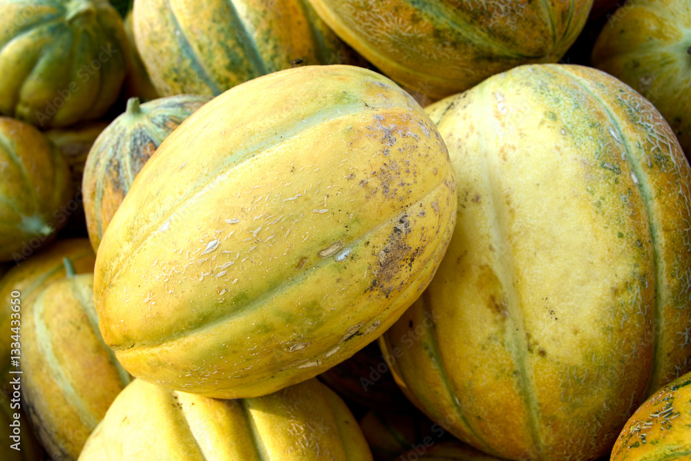 Fresh melons on the market in Romania