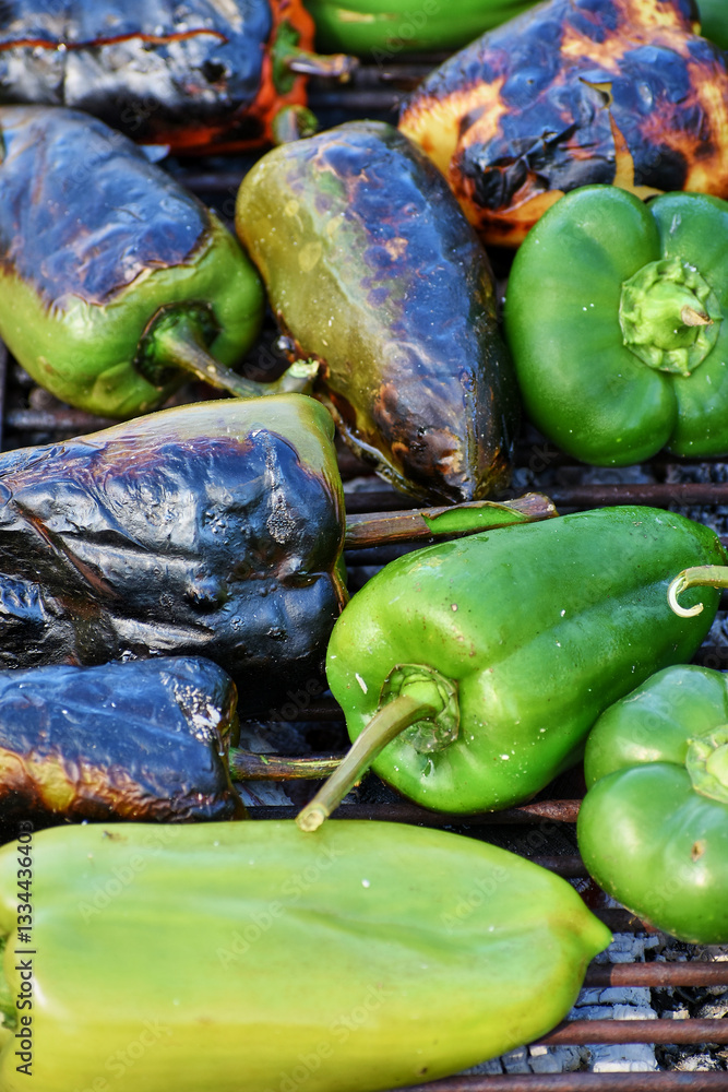 Fresh peppers from the garden roasted on the grill
