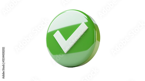 3d render of green check mark circle with transparent background