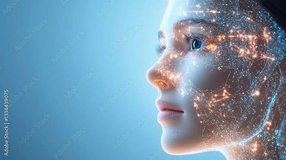 Futuristic humanoid with digital features reflecting artificial intelligence concepts. Futuristic humanoid with digital features reflecting artificial intelligence concepts.