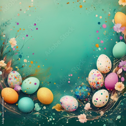abstract border frame of colorful easter holiday concept background with copy space