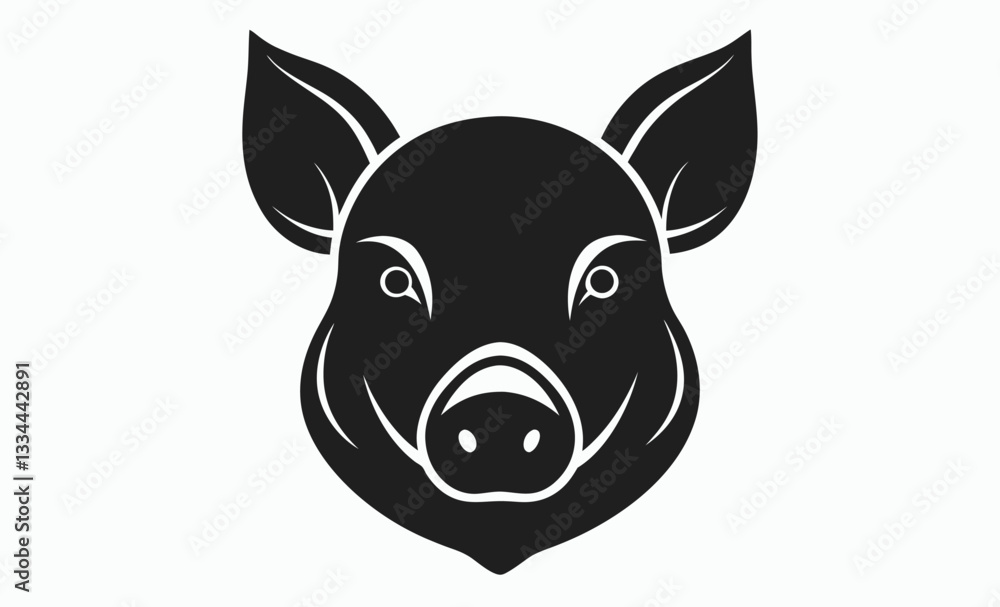 Pig head silhouette vector icon, pig head silhouette, pig icon vector isolated on white background. Pig head silhouette vector icon, pig head silhouette, pig icon vector isolated on white background.