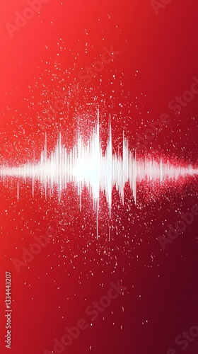 White Radio Frequency Waves on Red Background, Abstract Image, Texture, Pattern Background, Wallpaper, Cover and Screen of Smartphone, PC, Laptop, 9:16 and 16:9 Format