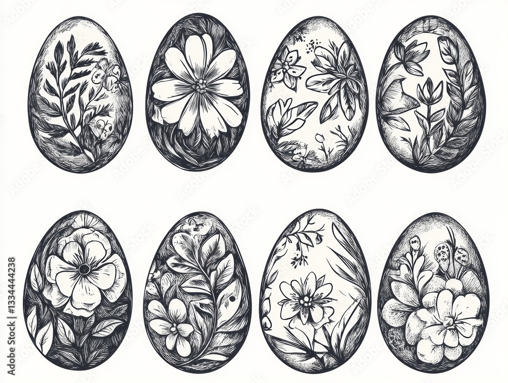 Fototapeta premium Floral Easter Eggs