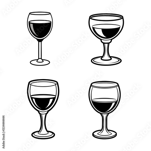 high-quality realistic wine glass icon. elegant vector wine glass with deep red wine. modern minimalistic wine glass illustration.