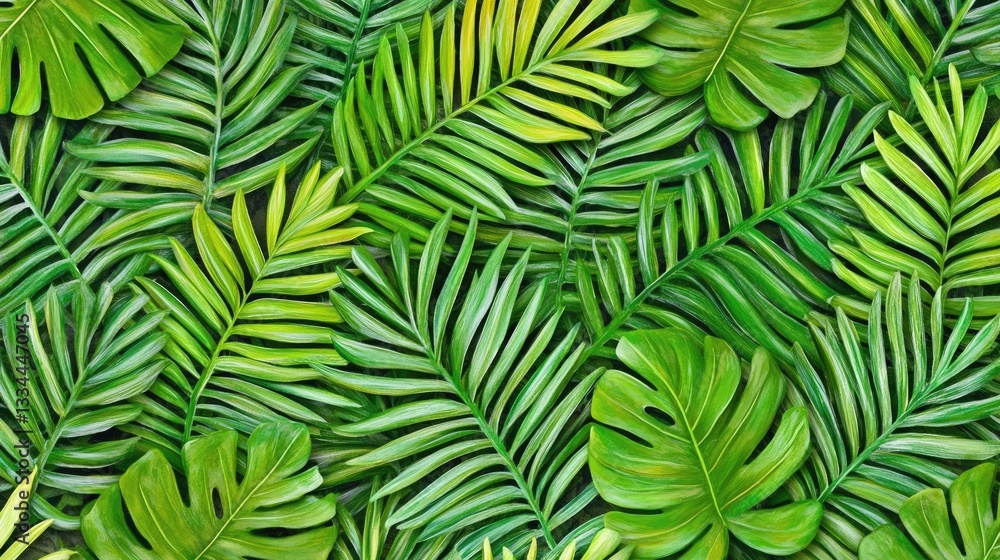Naklejka premium Lush Tropical Leaf Background
