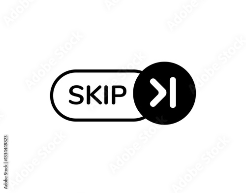 A black button labeled continue with a right arrow icon. Used for advancing in menus, apps, or digital interfaces