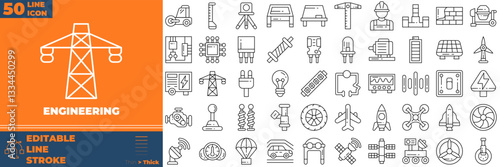 Engineering Line Editable Icons set