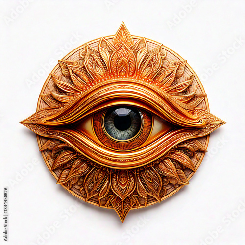 gold eye symbol isolated on white background