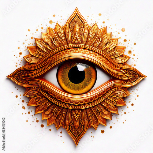 gold eye symbol isolated on white background