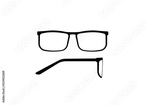 Simple black eyeglass frames on a white backdrop. a symbol of clarity and vision.