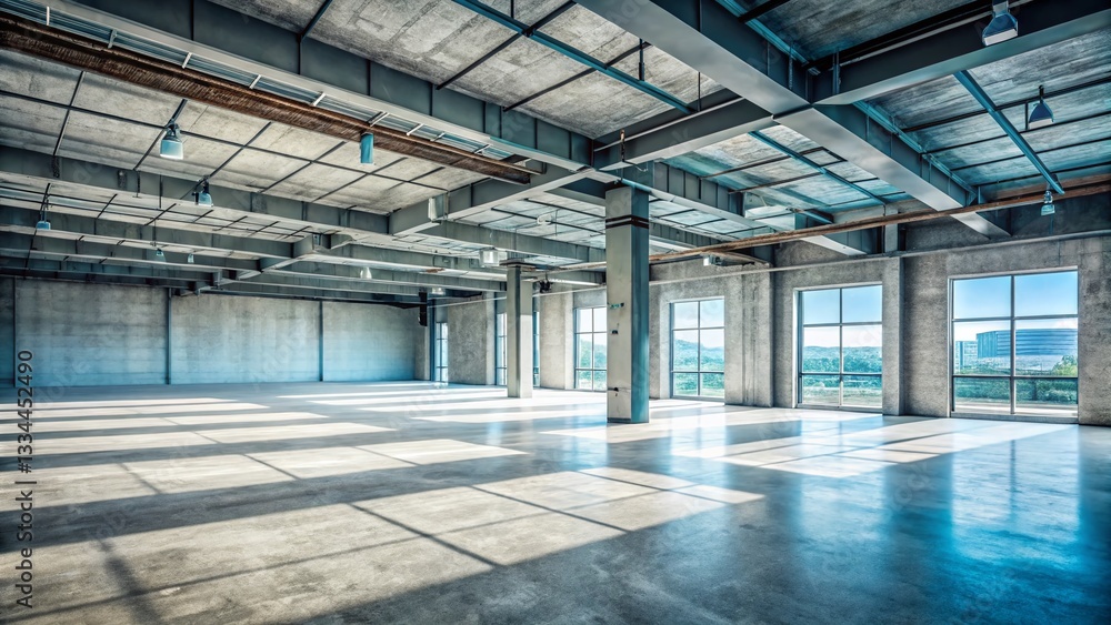 Empty Commercial Concrete Space: Raw Industrial Interior Design