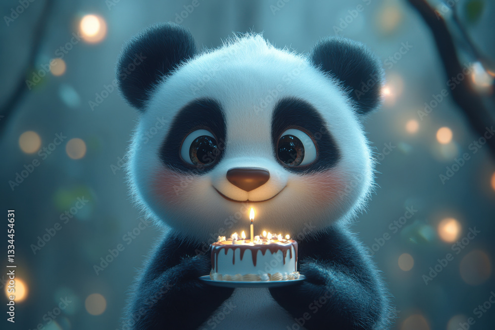 Fototapeta premium Panda Says, Have a Wildly Fun Birthday!