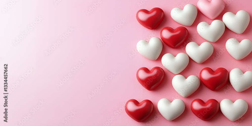 Romantic Valentine s Day Background Red White Pink Hearts on Pink Romantic Valentine s Day Background Red White Pink Hearts on Pink