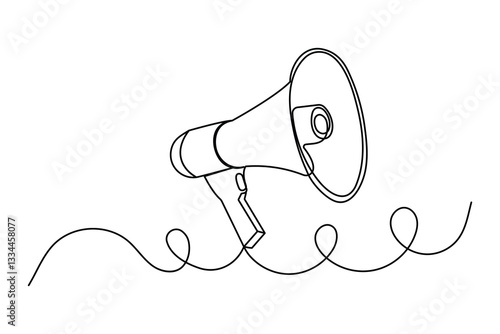 Megaphone loudspeaker icon continuous single line drawing of Minimalist style vector illustration on white background