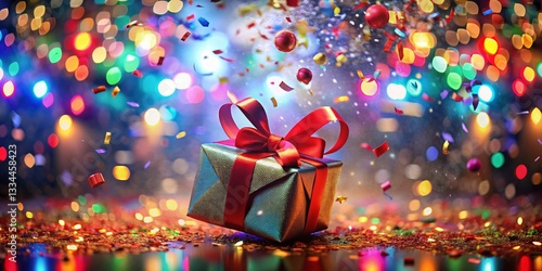 Wallpaper Mural Festive Gift Surprise: Confetti, Slots, and a Red Bow Torontodigital.ca