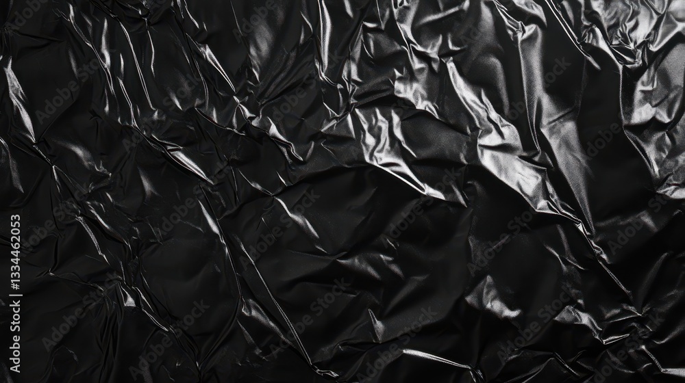 Torn and scrunched black plastic poster with high contrast and deep textures for a gritty look. Torn and scrunched black plastic poster with high contrast and deep textures for a gritty look.