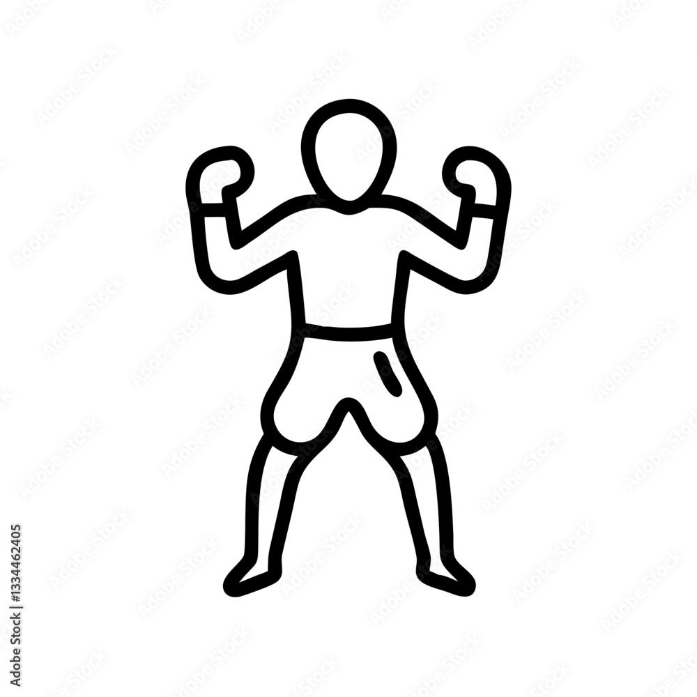 an vector icon illustration of a boxer standing in a fighting stance with gloves up an vector icon illustration of a boxer standing in a fighting stance with gloves up