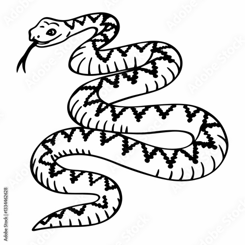 a detailed illustration of a coiled snake, featuring intricate patterns