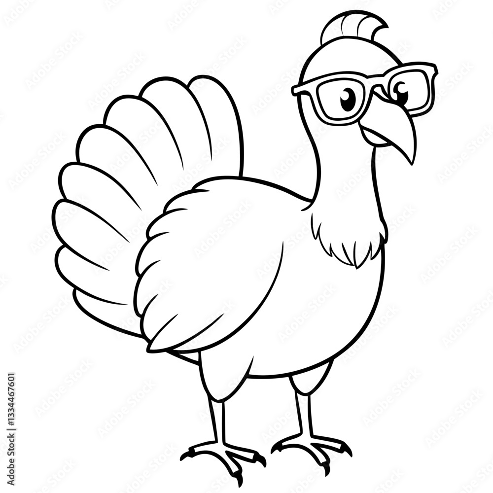 Fototapeta premium a cartoon turkey wearing glasses, standing proudly and staring at you