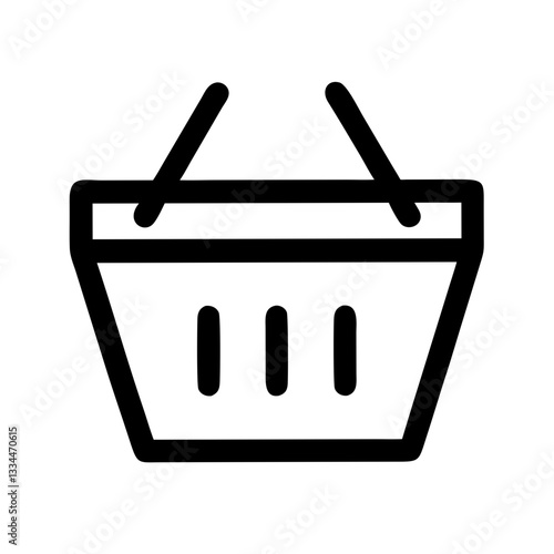 Black shopping basket silhouette on white background for retail and shopping concept