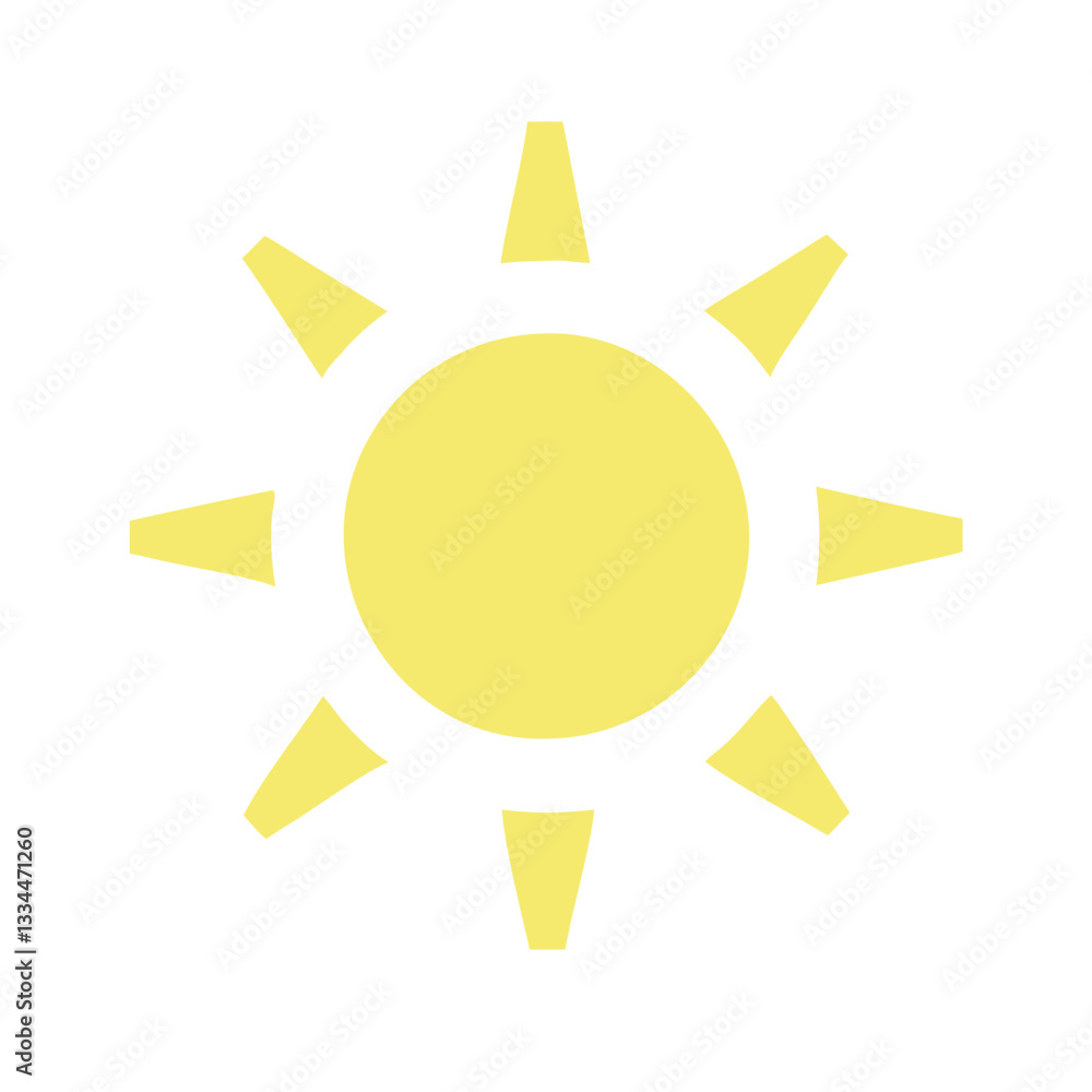 Yellow sun silhouette with rays on white background for warmth and positivity concept
Yellow sun silhouette with rays on white background for warmth and positivity concept