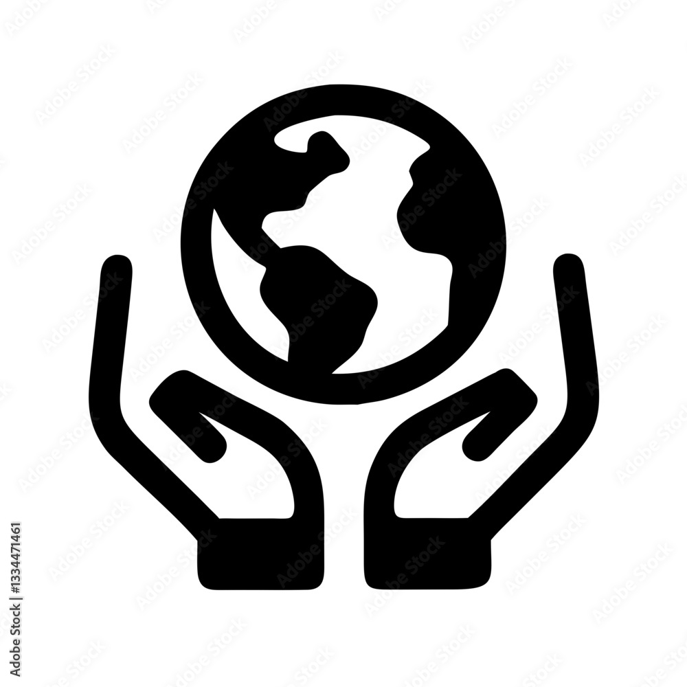 Black hands holding the Earth silhouette on white background for environmental protection concept Black hands holding the Earth silhouette on white background for environmental protection concept