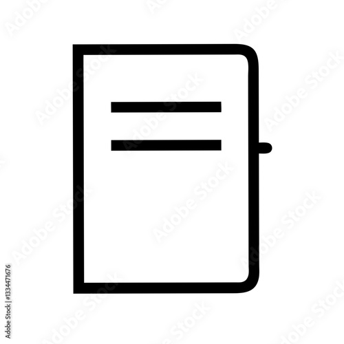 Black notepad silhouette on white background for writing and note-taking concept