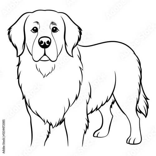 a charming illustration of a golden retriever in standing position
