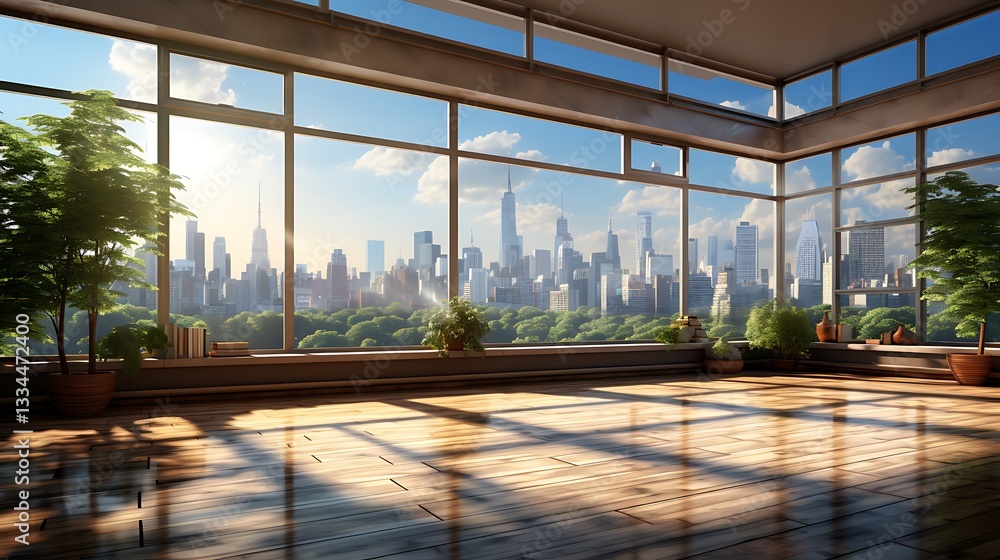 Fototapeta premium Breathtaking Cityscape View from Modern Apartment