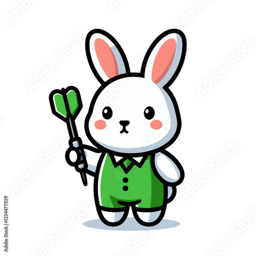 Bartender bunny with cocktail dart in green vest. Vector illustration for beverage service and mixology profession.