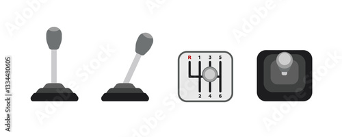 Icon set features manual transmission levers and gear shift diagrams for better driving skills.