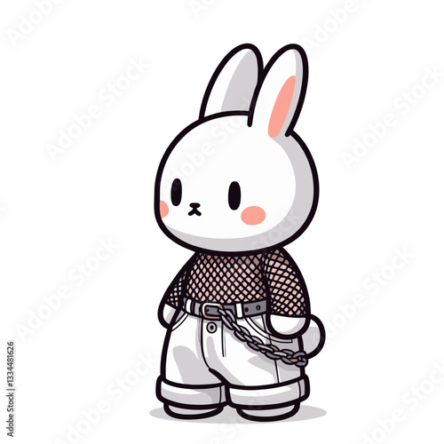 Hip-hop bunny in urban streetwear with attitude. Vector illustration for music culture and contemporary fashion trends.
