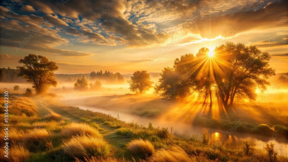 Obraz premium Golden Hour Glow: Warm Tones and Soft Light in Nature