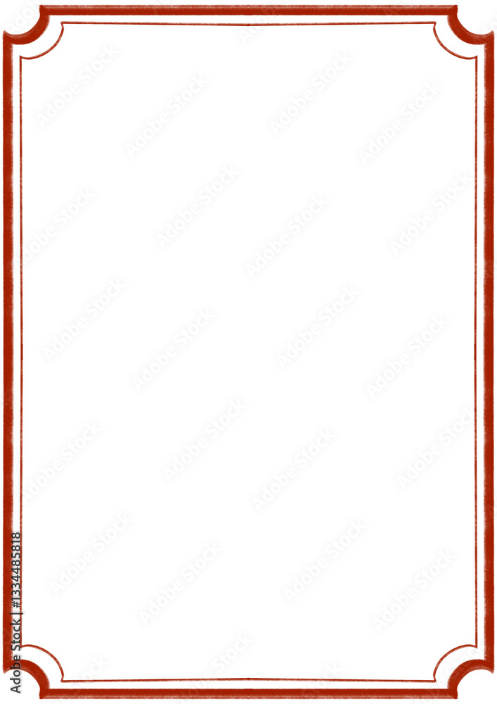 Fototapeta premium Vintage hand drawn coquette frames. Red frame for text with clipping path
