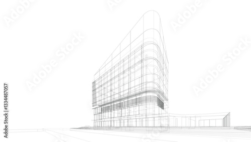 3d wireframe of building. sketch design.Vector
